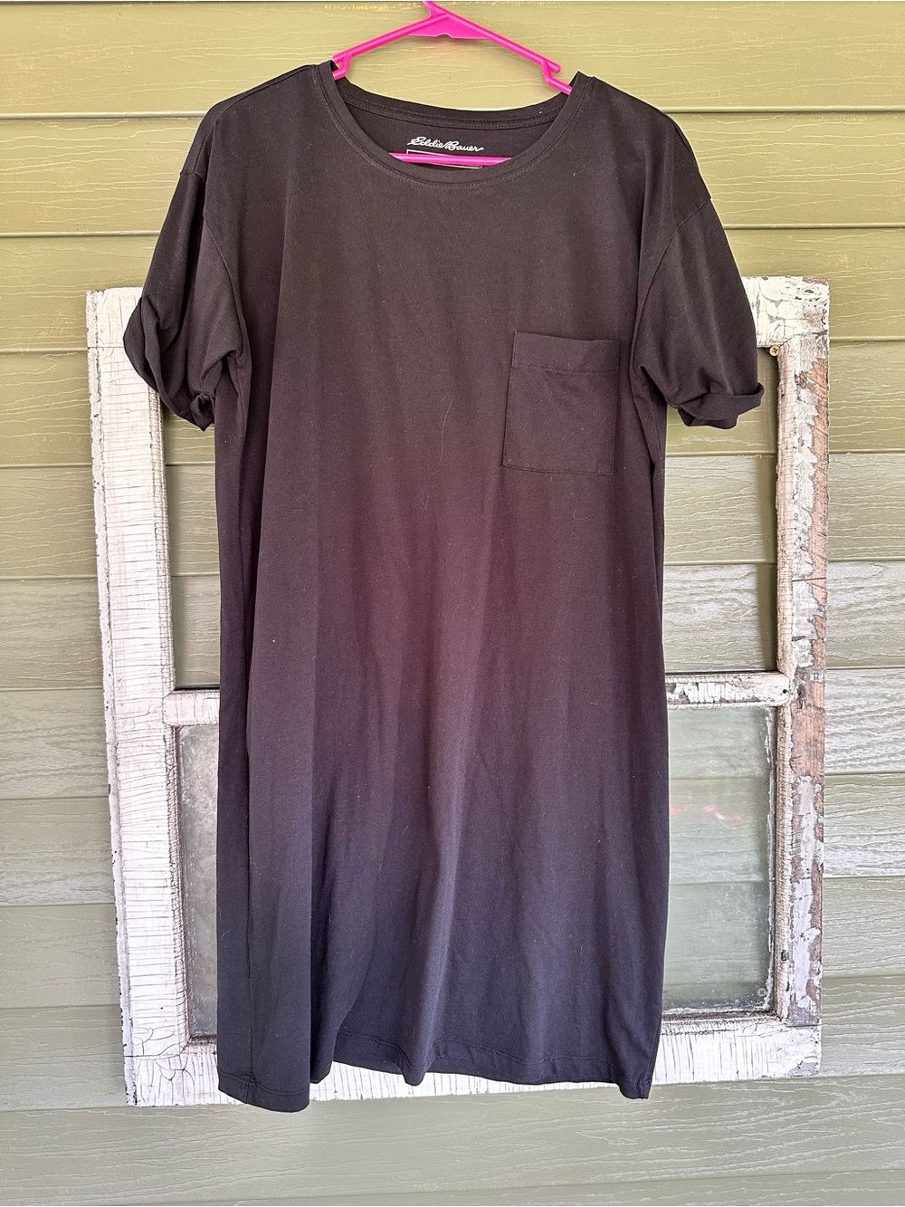 Eddie Bauer Black Pocket Midi T-Shirt Dress